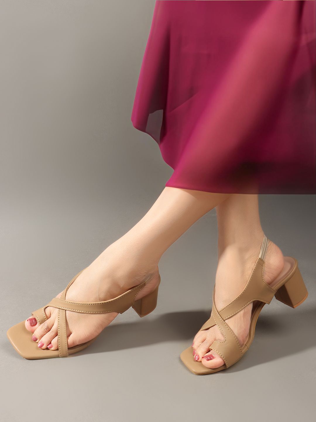 

Mast & Harbour Women Block Sandals, Beige