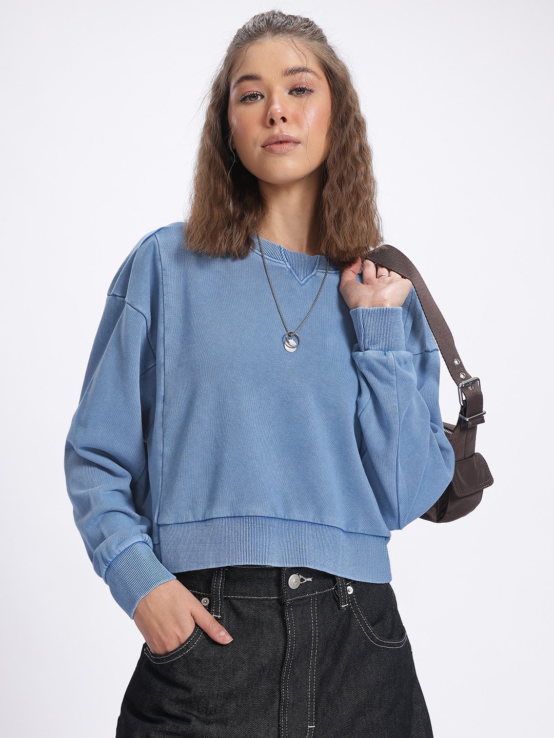 

DressBerry Casual Constructs Drop-Shoulder Sweatshirt, Blue