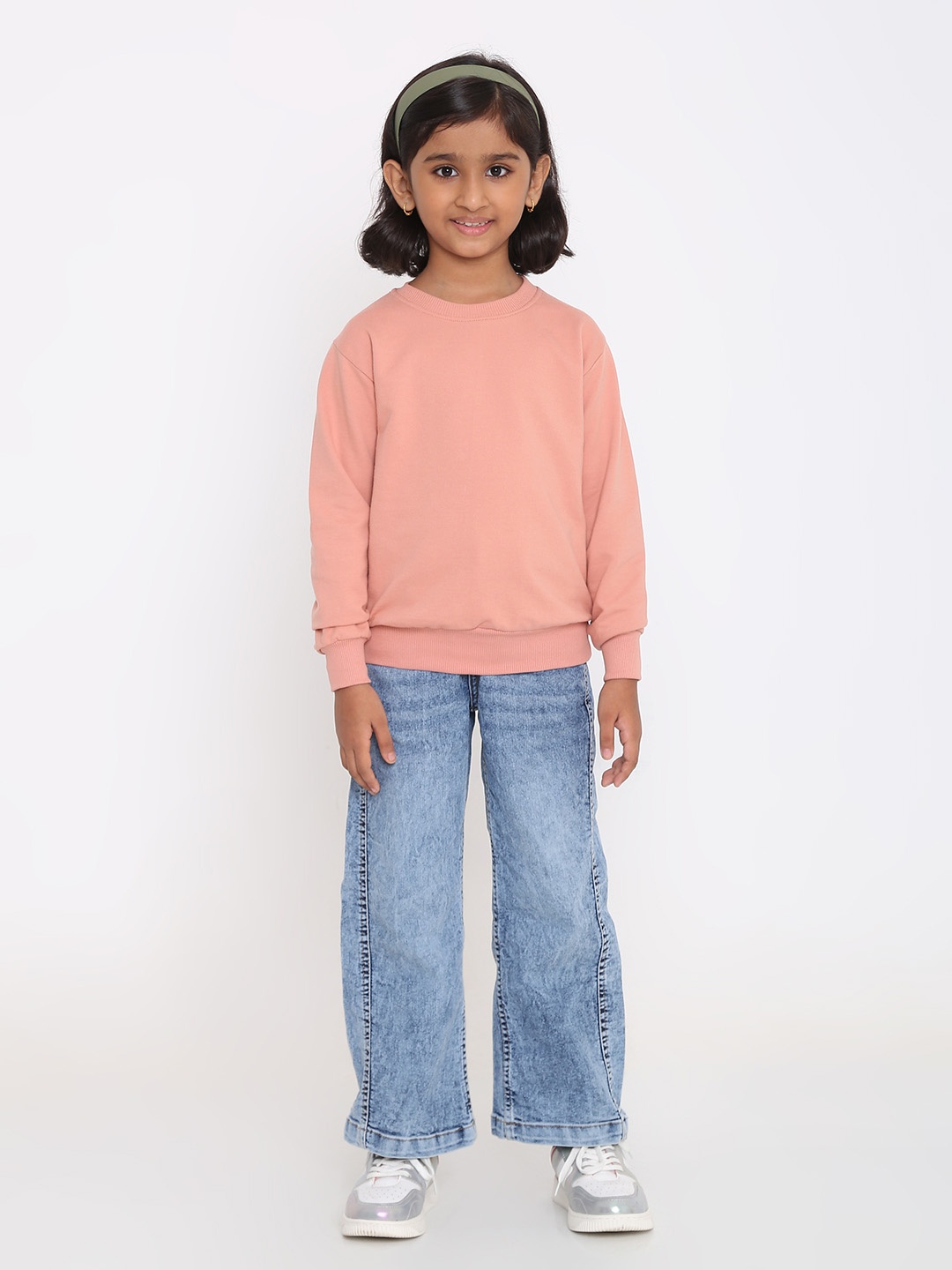 

FALTU.CO Girls Solid Pullover Cotton Sweatshirt, Peach