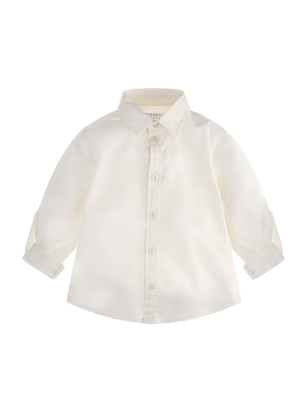 

GUESS kids Girls Solid Shirt Collar Cotton Top, White