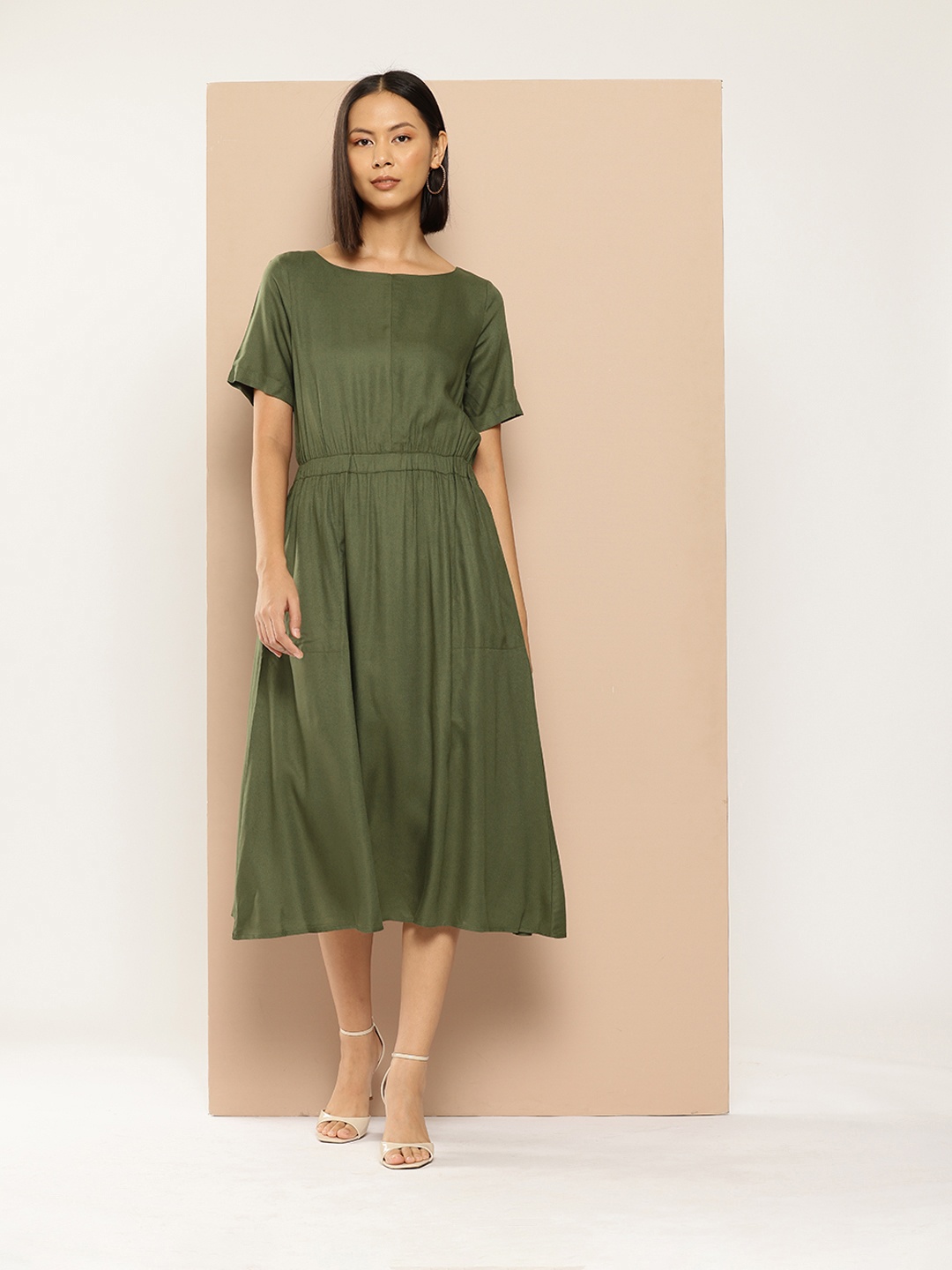 

her by invictus A-Line Midi Dress, Olive