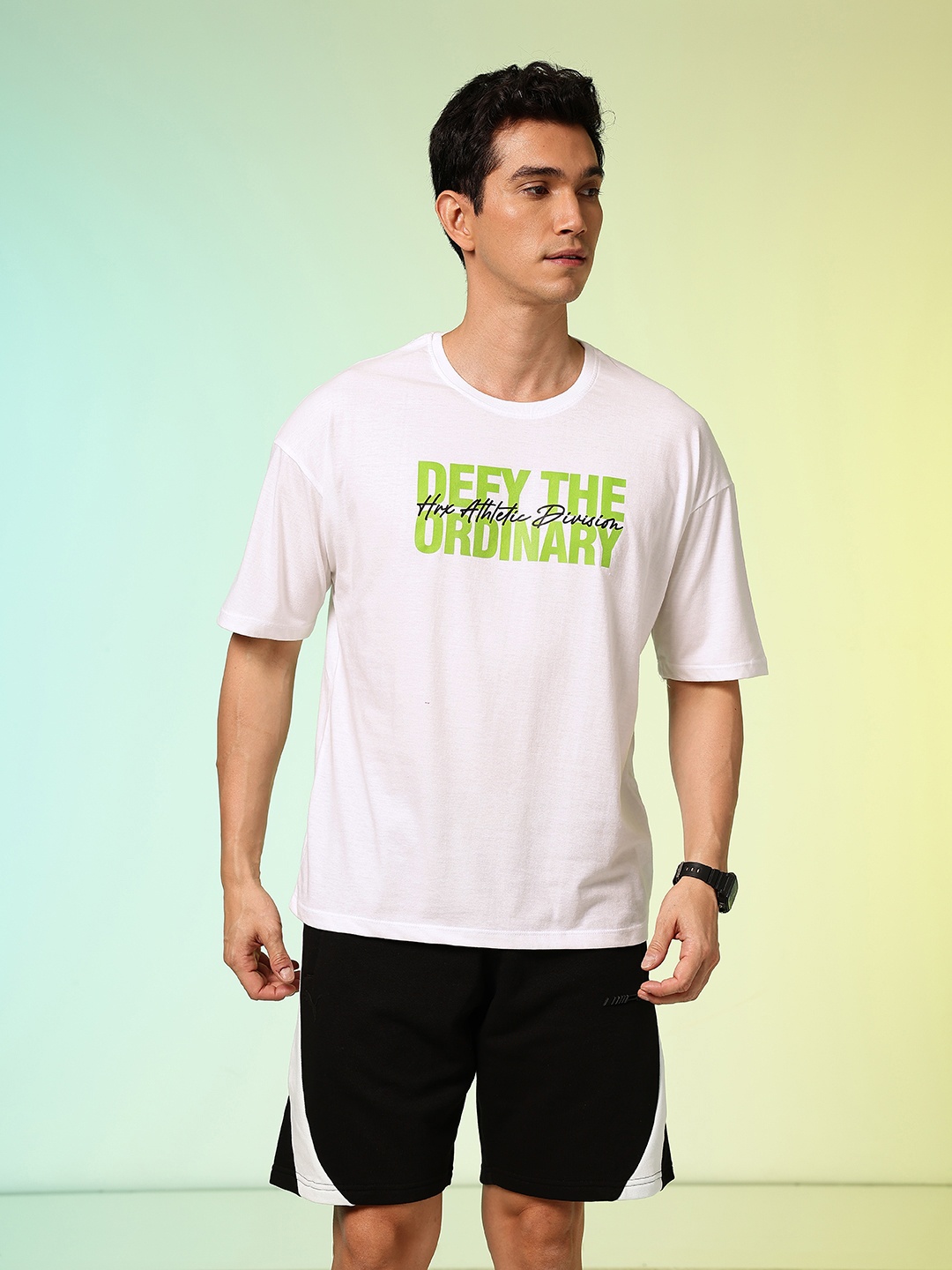 

HRX by Hrithik Roshan Men Typography Printed Pure Cotton T-shirt, Off white