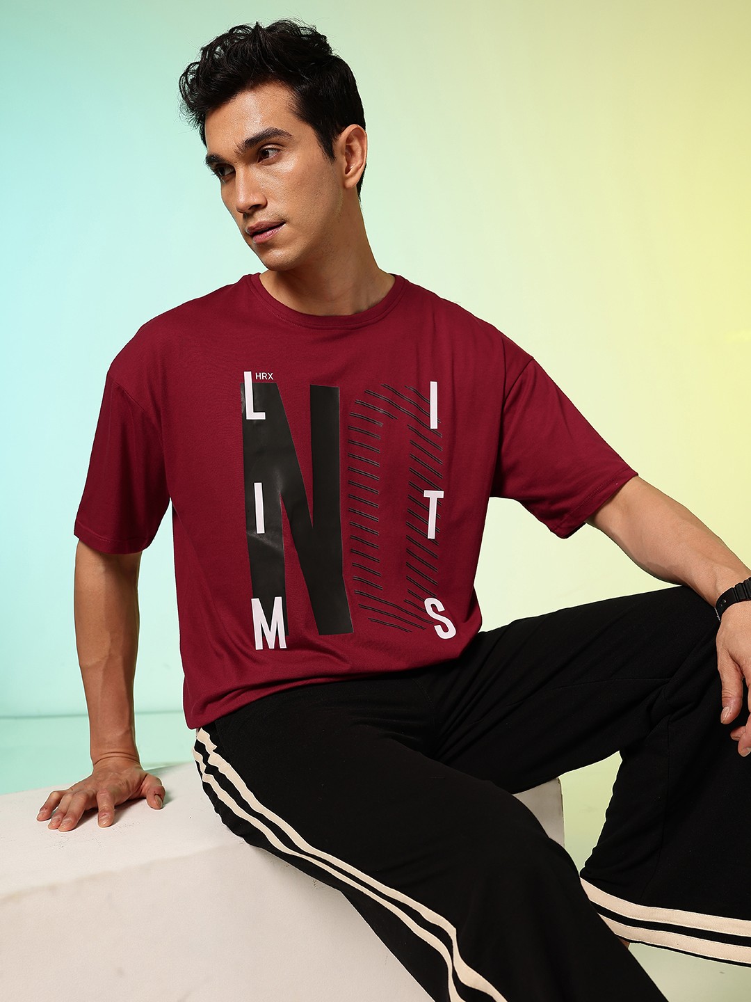 

HRX by Hrithik Roshan Men Typography Printed Pure Cotton T-shirt, Maroon