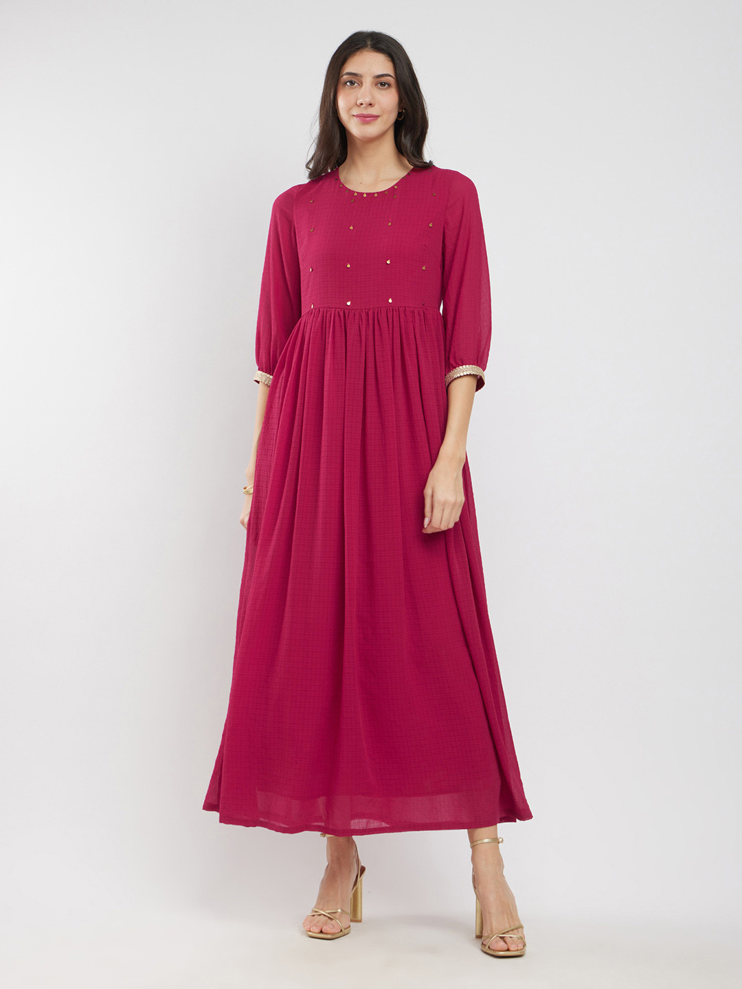 

Pink Fort Georgette Flared Maxi Dress