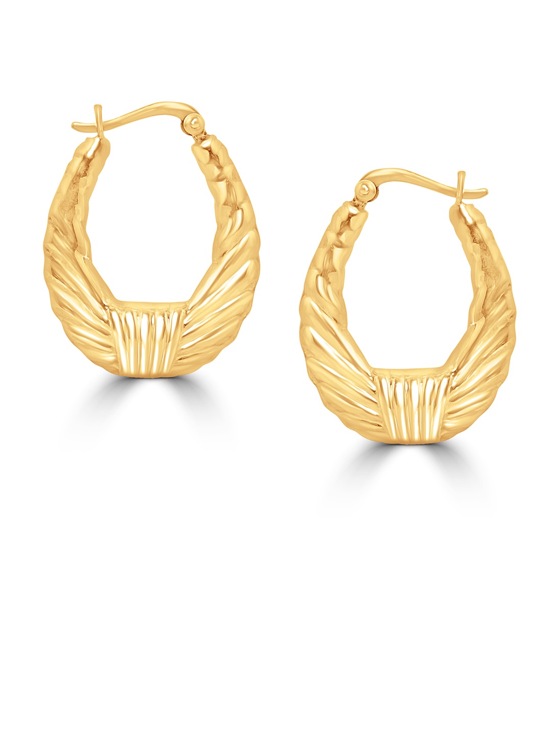 

925 SILLER 925 Pure Silver Rhodium-Plated Contemporary Hoop Earrings, Gold