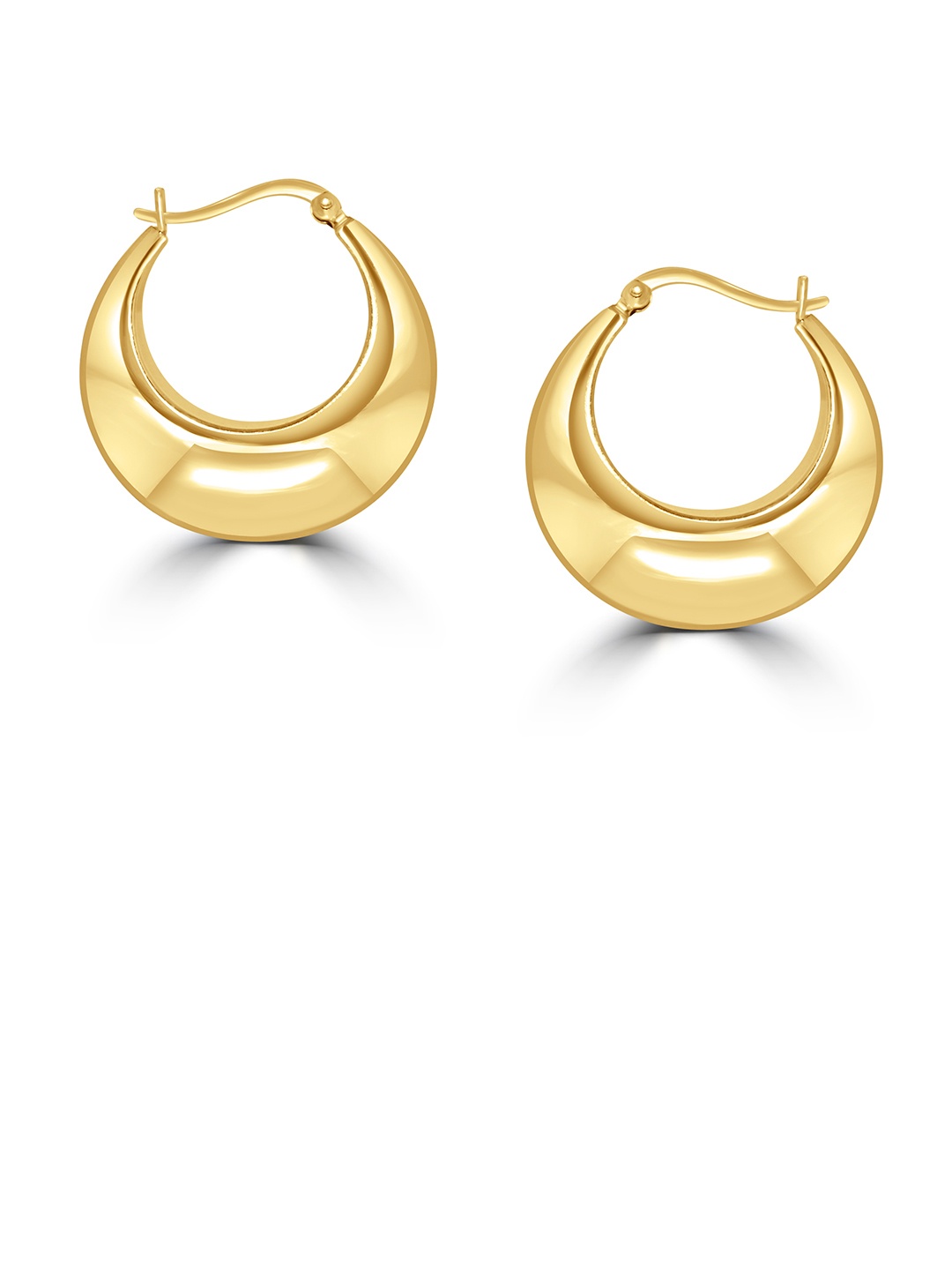 

925 SILLER 925 Pure Silver Rhodium-Plated Contemporary Hoop Earrings, Gold