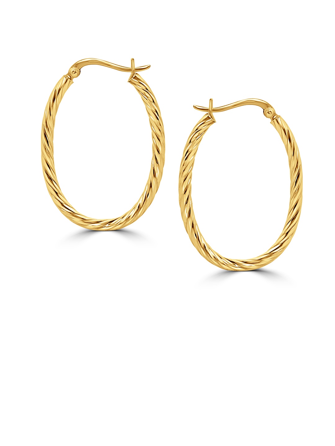 

925 SILLER 925 Pure Silver Rhodium-Plated Contemporary Hoop Earrings, Gold