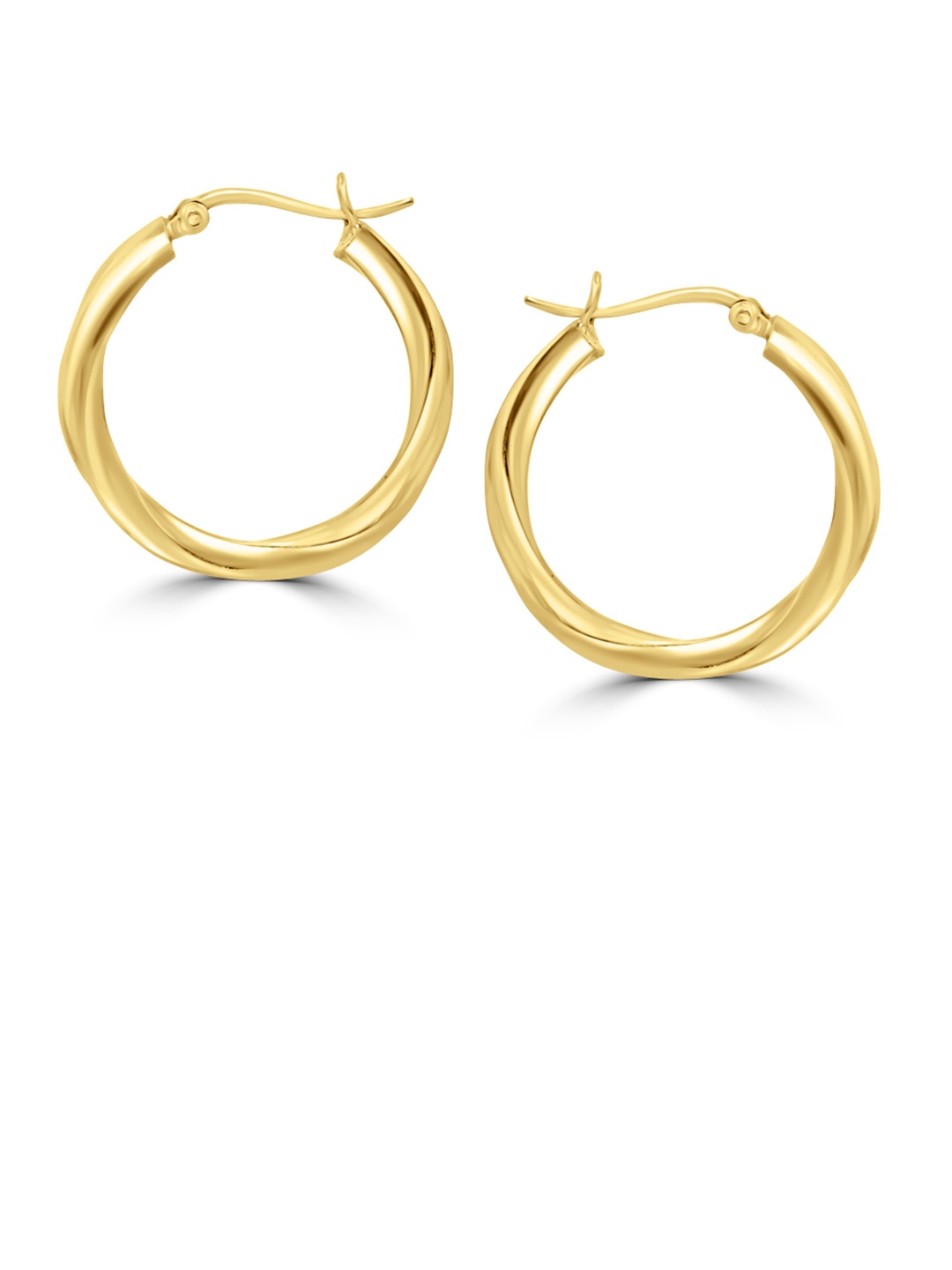 

925 SILLER 925 Pure Silver Rhodium-Plated Contemporary Hoop Earrings, Gold