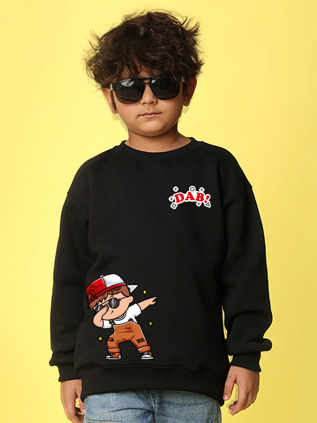 

NUSYL Boys Printed Oversized Sweatshirt, Black