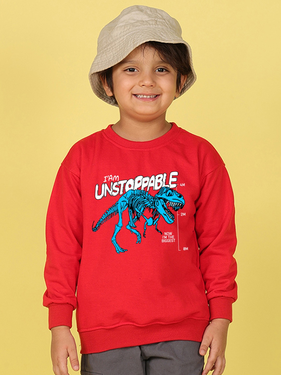 

NUSYL Boys Printed Oversized Sweatshirt, Red