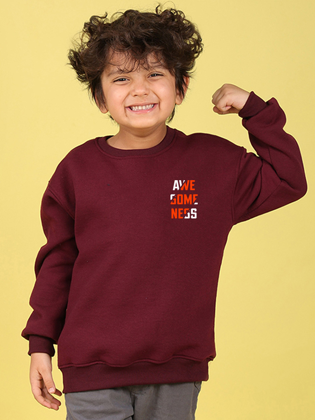 

NUSYL Boys Printed Oversized Sweatshirt, Burgundy