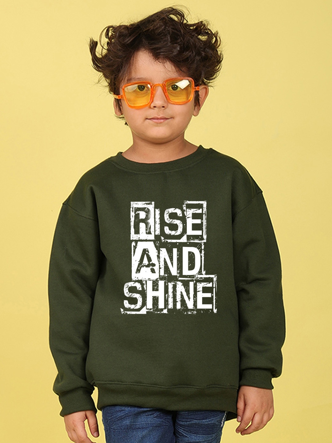 

NUSYL Boys Printed Oversized Sweatshirt, Olive