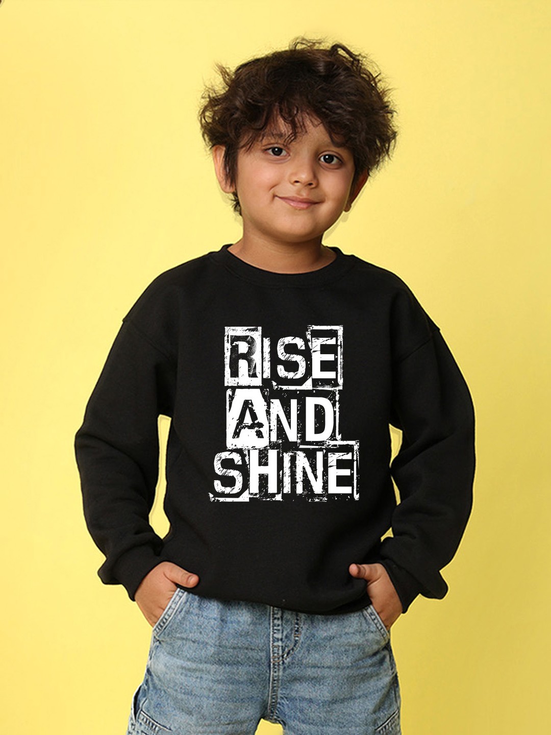 

NUSYL Boys Printed Oversized Sweatshirt, Black