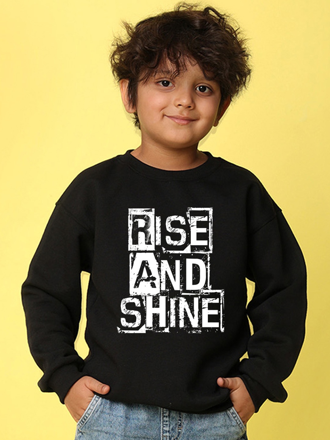 

NUSYL Boys Printed Oversized Sweatshirt, Black