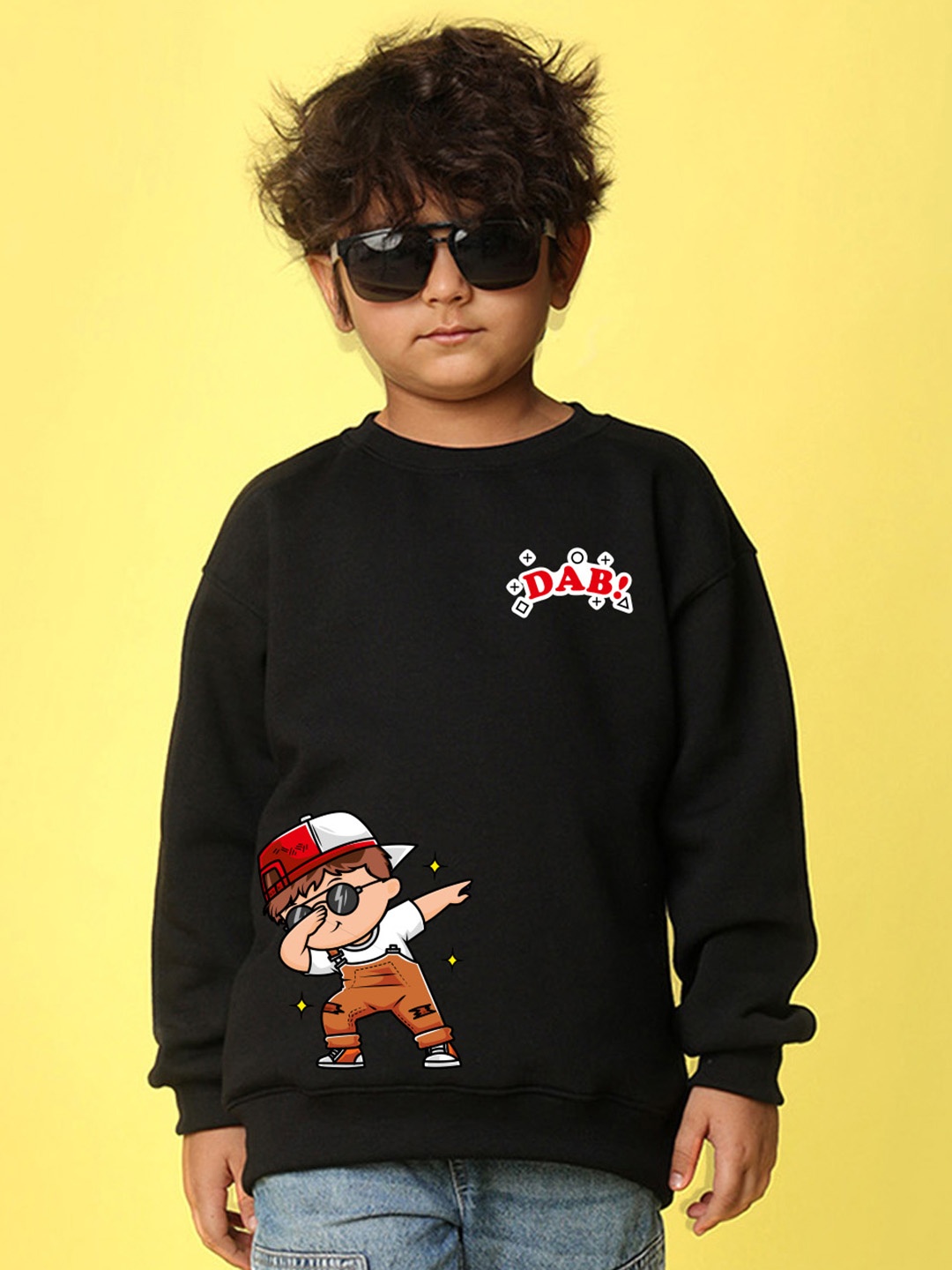 

NUSYL Boys Printed Oversized Sweatshirt, Black