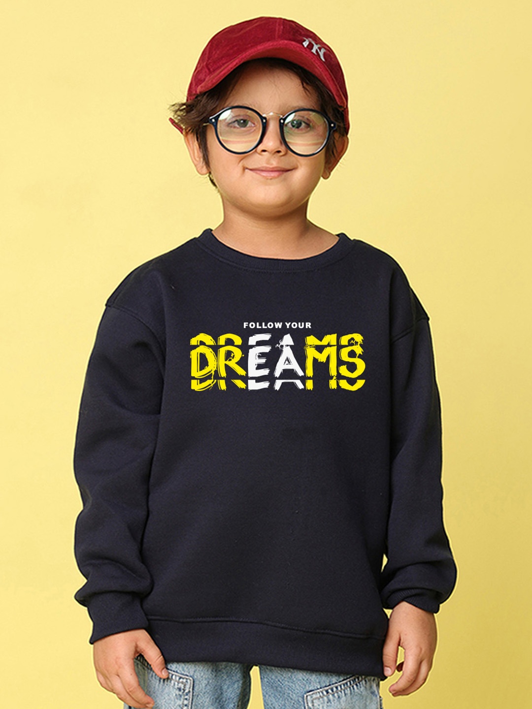 

NUSYL Boys Printed Oversized Sweatshirt, Navy blue
