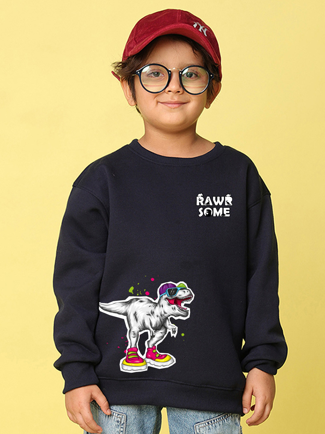 

NUSYL Boys Printed Oversized Sweatshirt, Navy blue