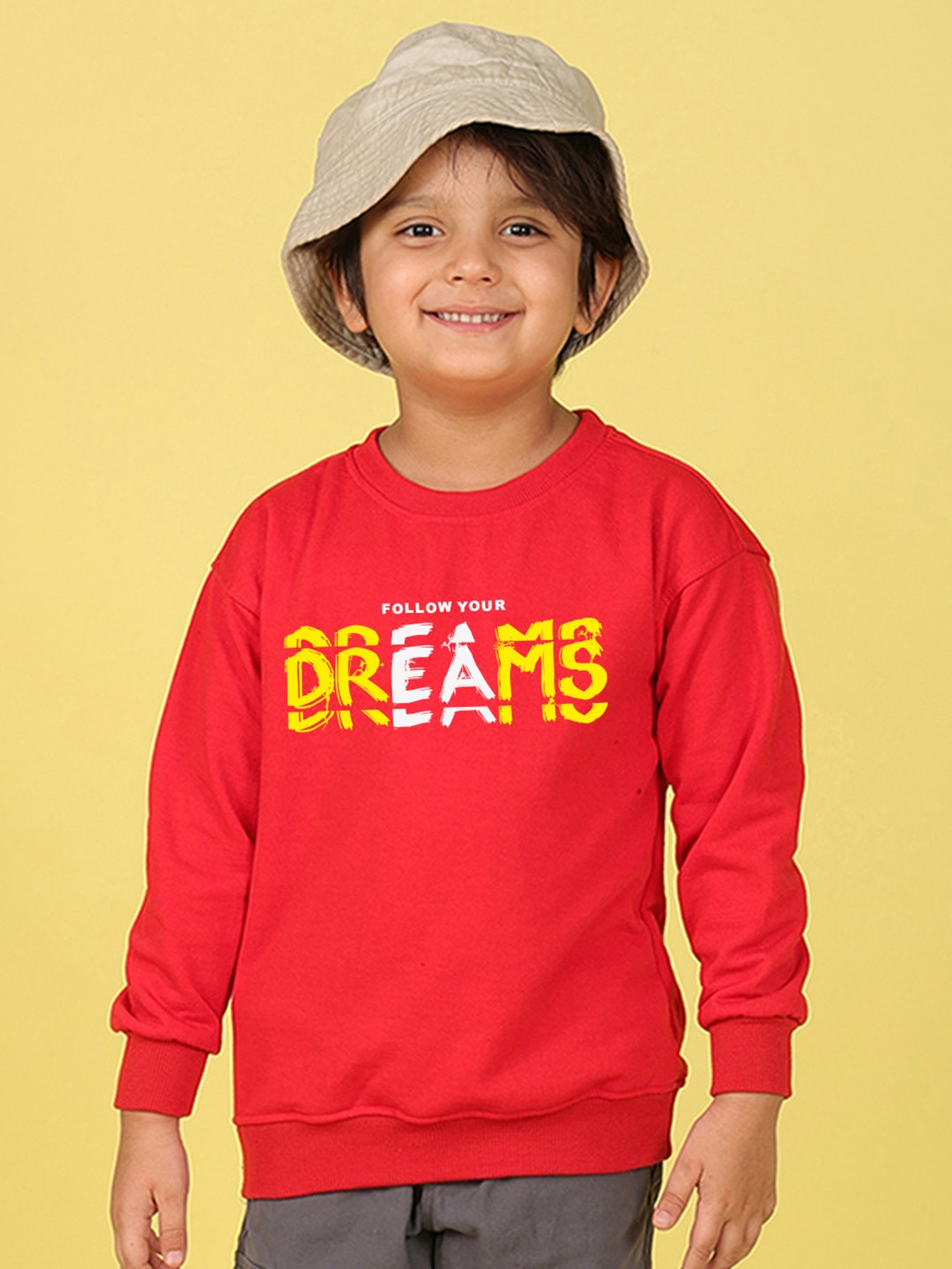 

NUSYL Boys Printed Oversized Sweatshirt, Red