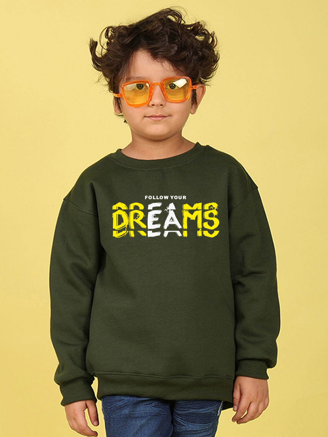 

NUSYL Boys Printed Oversized Sweatshirt, Olive