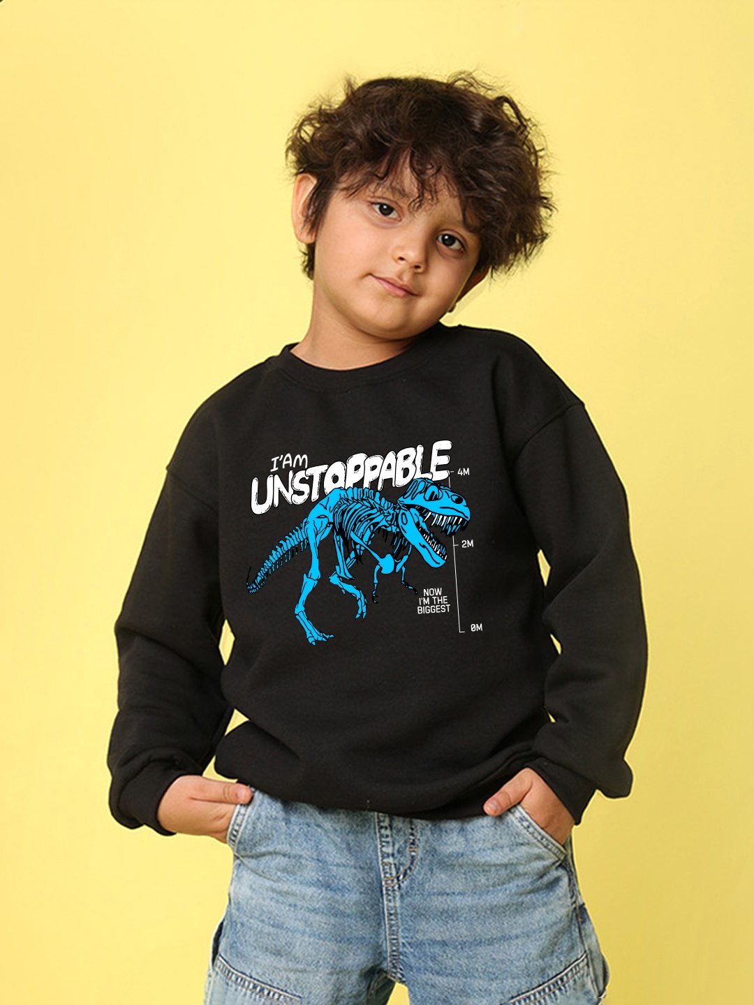 

NUSYL Boys Printed Oversized Sweatshirt, Black