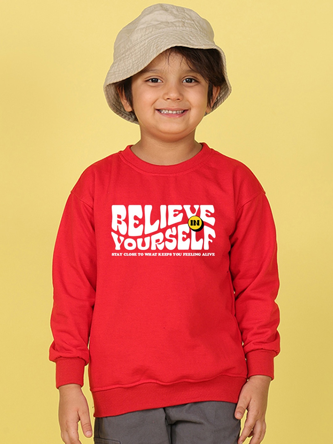 

NUSYL Boys Printed Oversized Sweatshirt, Red