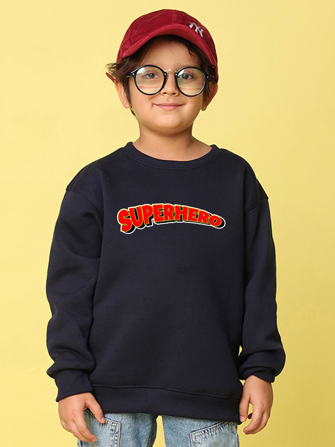 

NUSYL Boys Printed Oversized Sweatshirt, Navy blue
