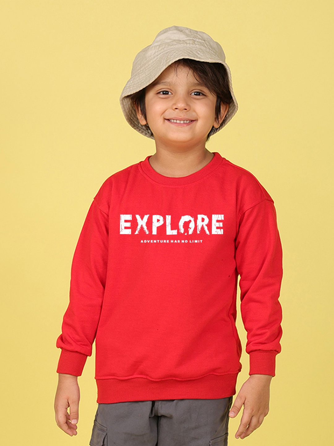 

NUSYL Boys Printed Oversized Sweatshirt, Red