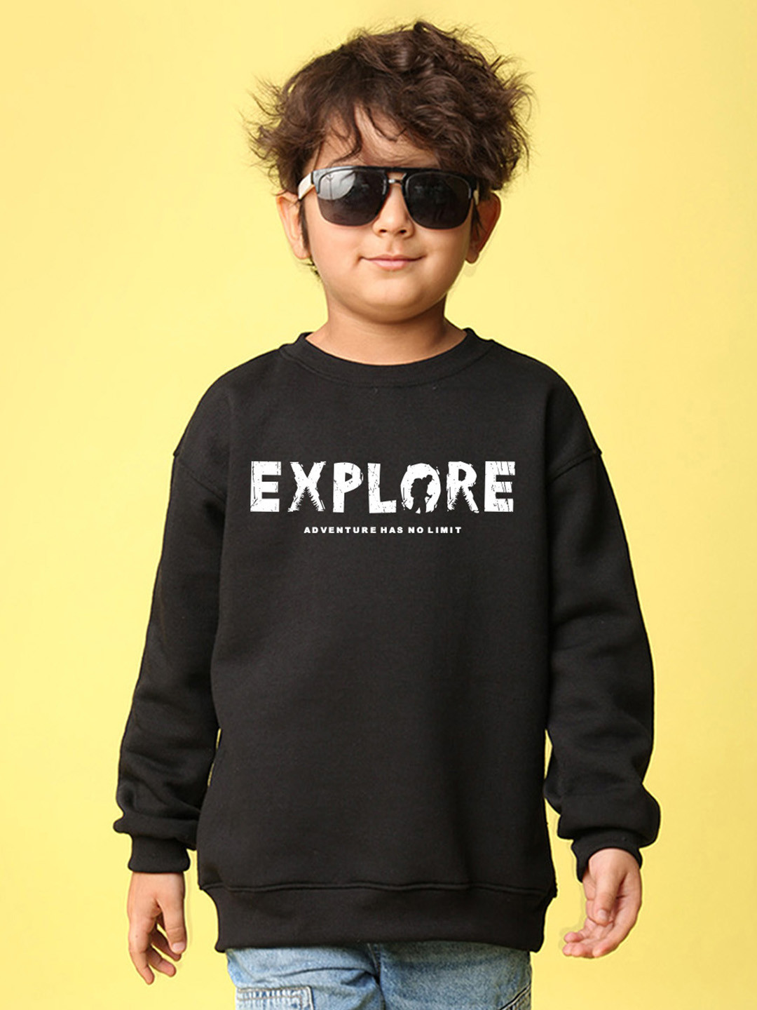 

NUSYL Boys Printed Oversized Sweatshirt, Black