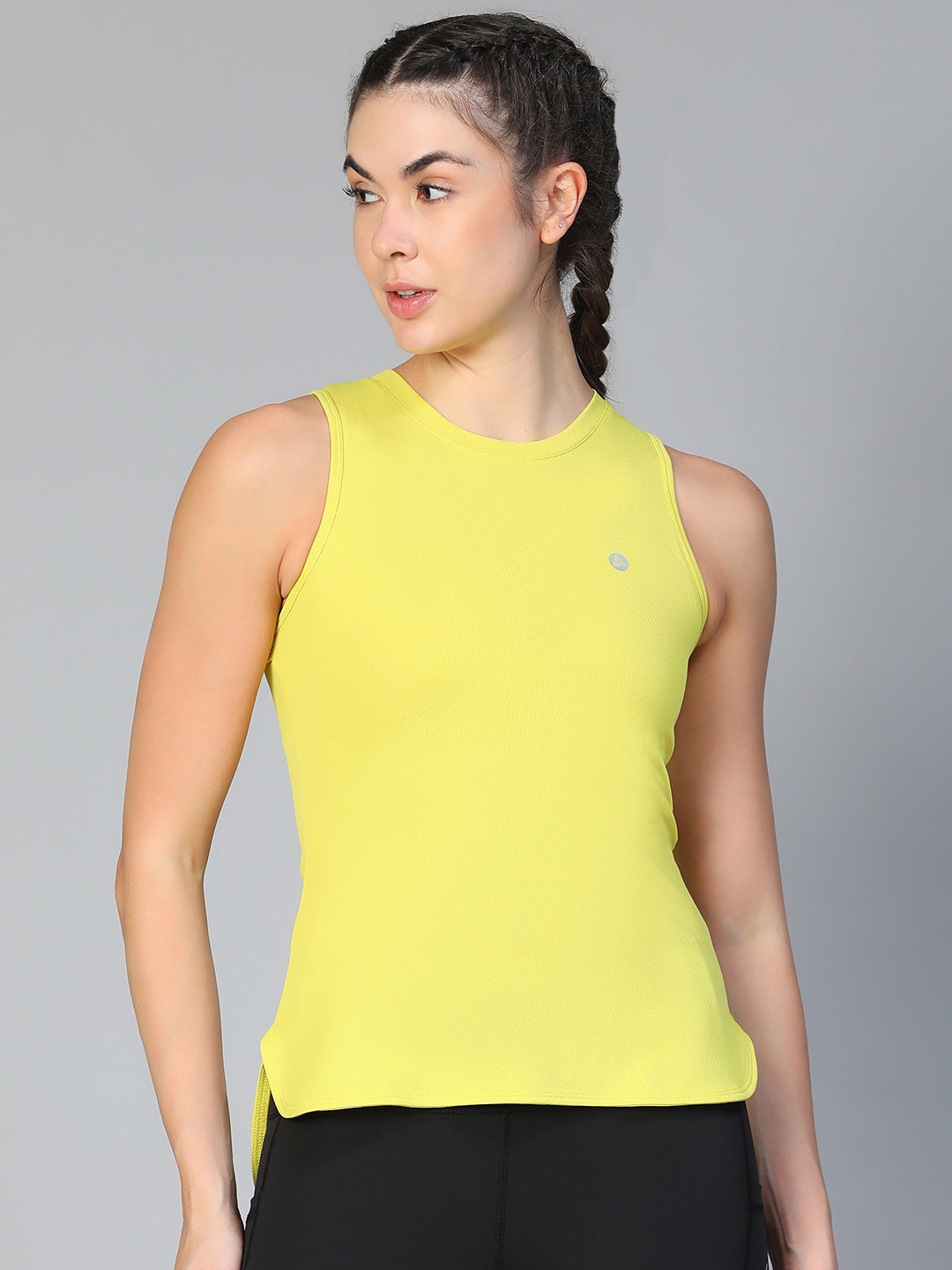 

ATHLISIS Women Solid Round Neck Top, Yellow