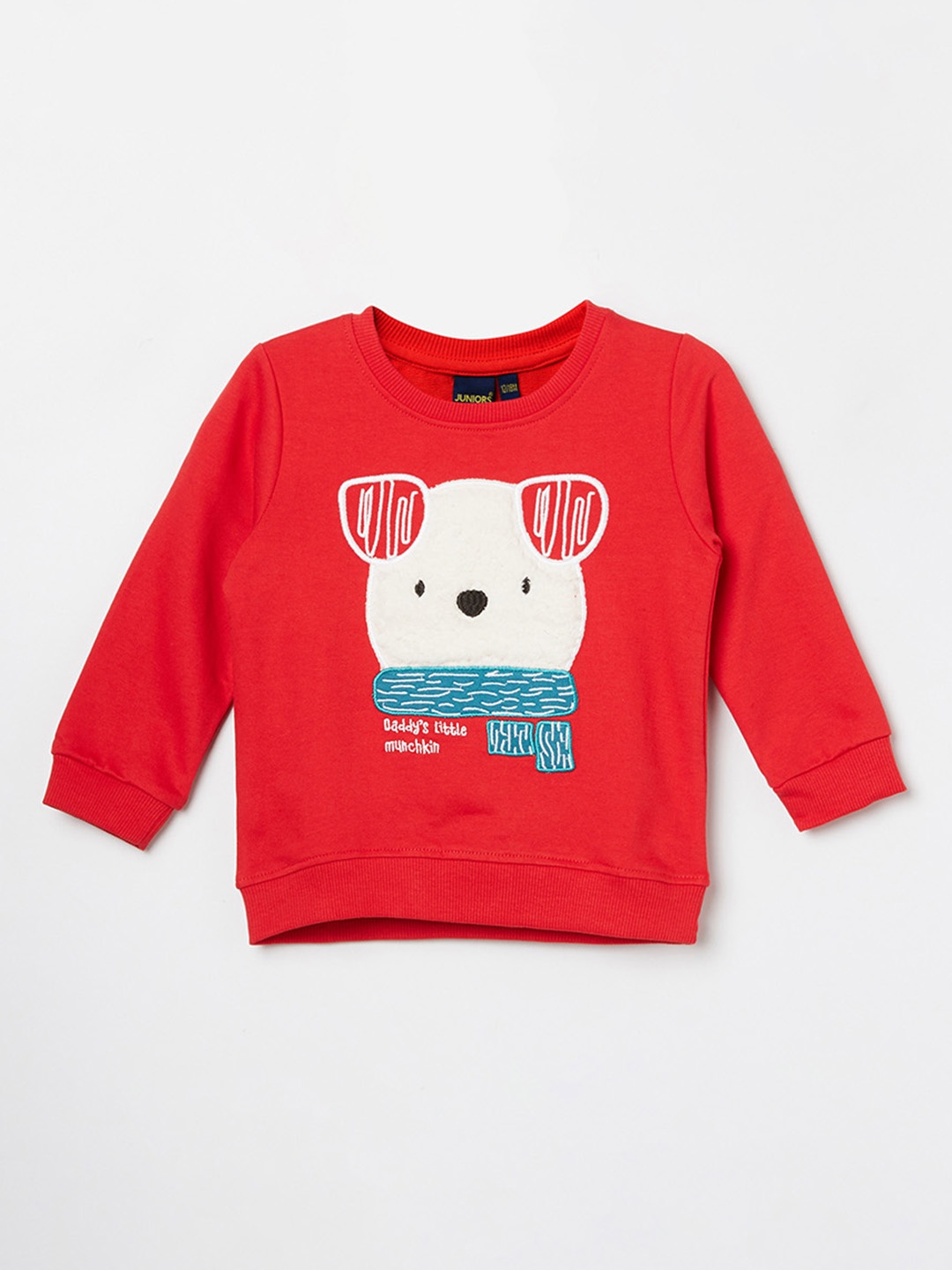 

Juniors by Lifestyle Boys Graphic Embroidered Pure Cotton Pullover Sweatshirt, Red