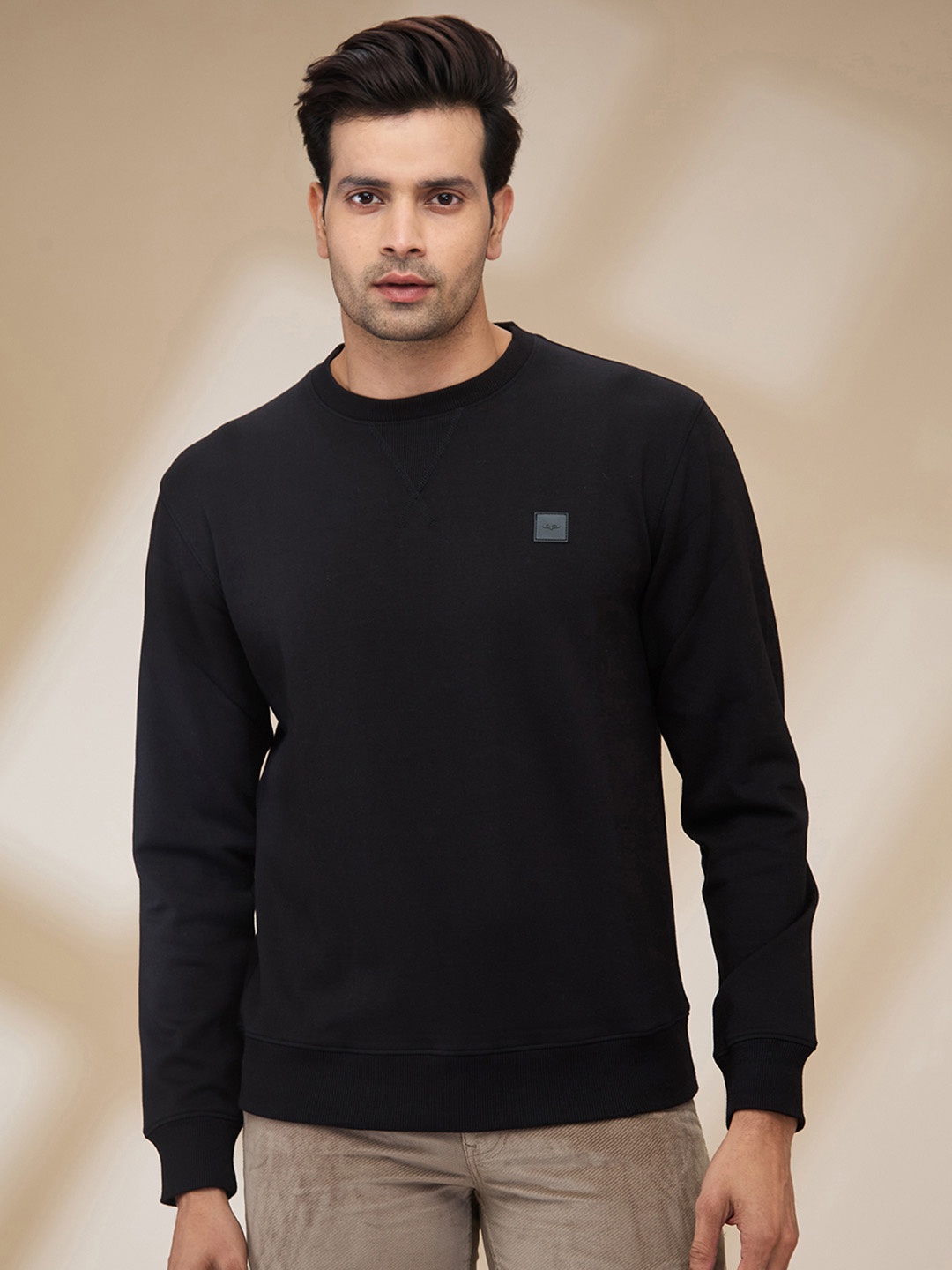 

ColorPlus Men Solid Pullover Sweatshirt, Black