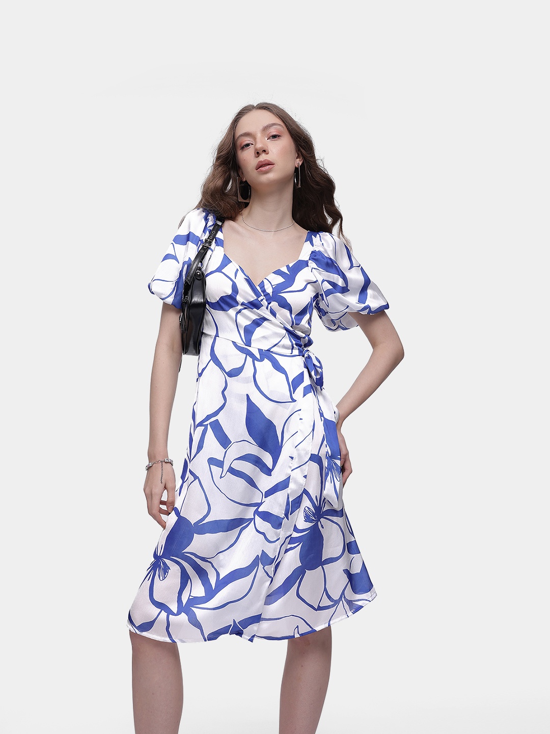 

French Connection Floral Print Wrap Dress, Blue