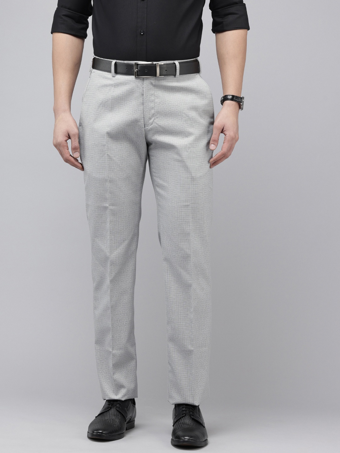 

Park Avenue Men Textured Formal Trousers, Grey