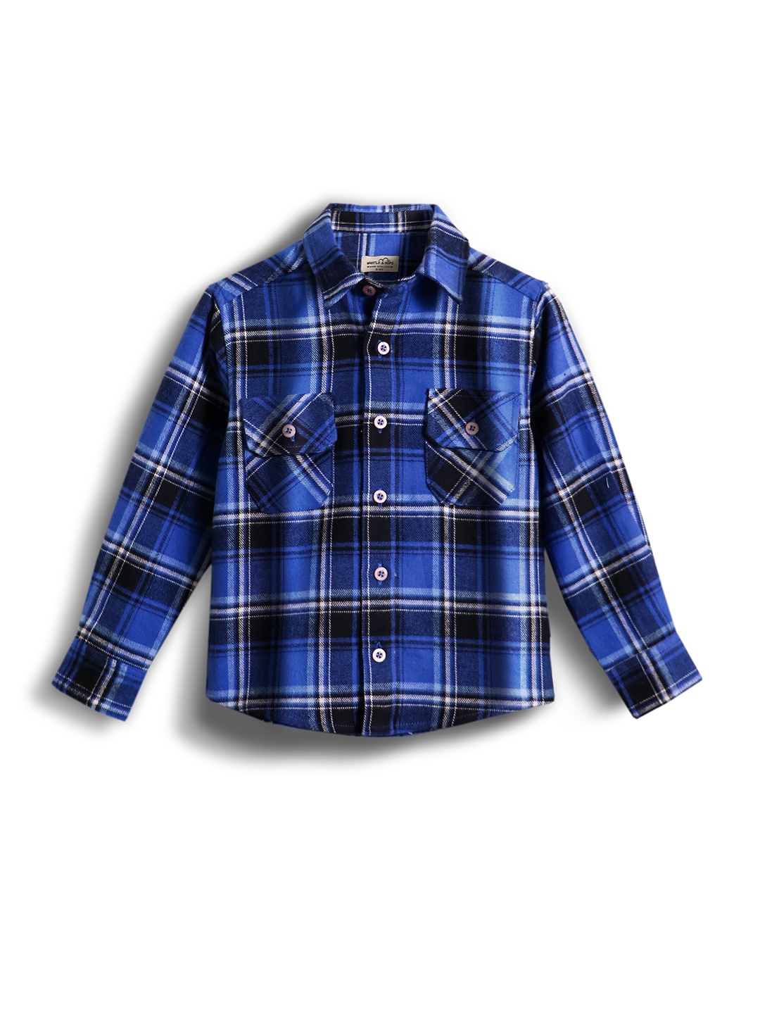 

Whistle & Hops Boys Standard Spread Collar Checked Cotton Casual Shirt, Blue