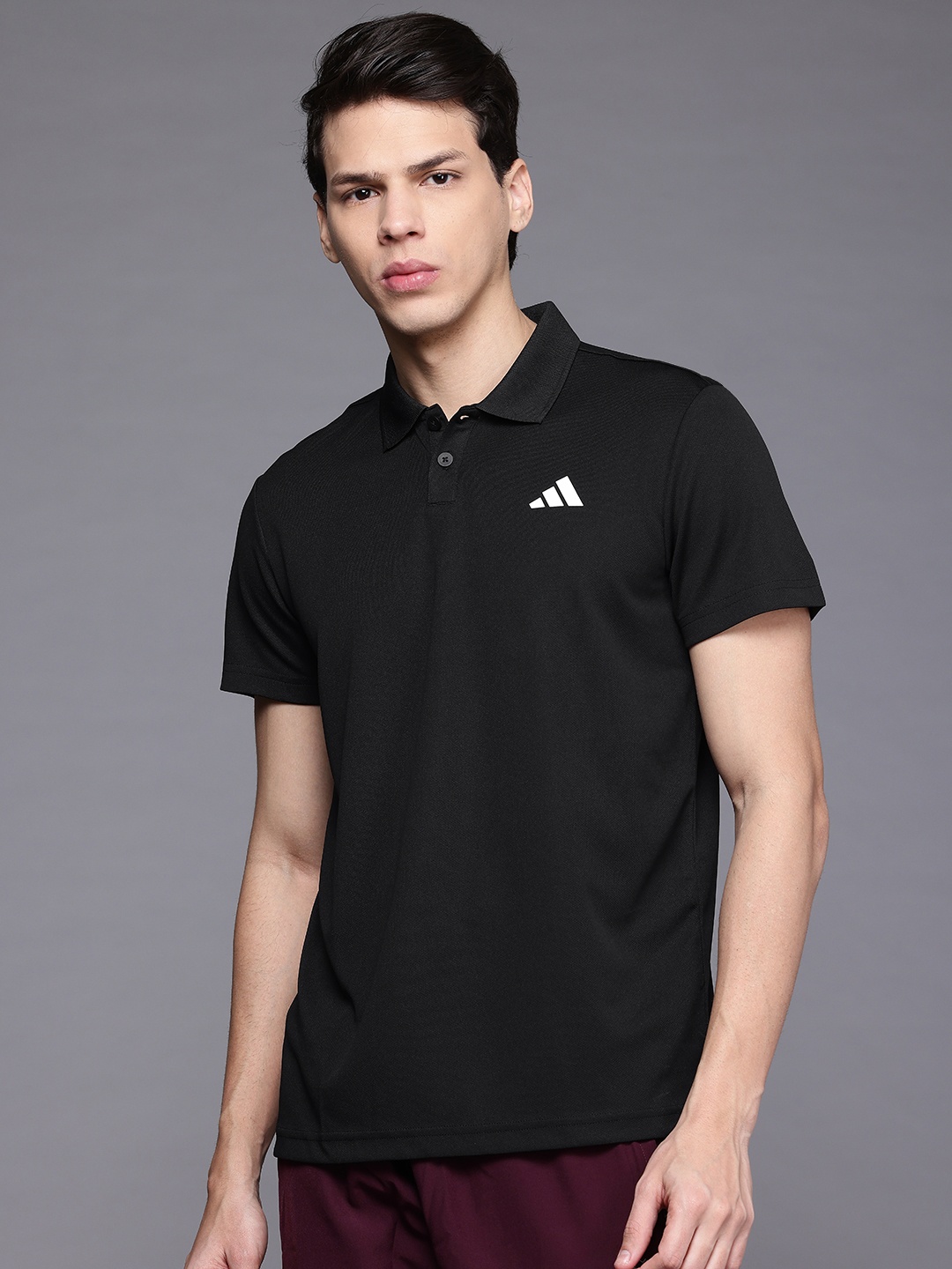 

ADIDAS Logo Polo Collar T-shirt, Black