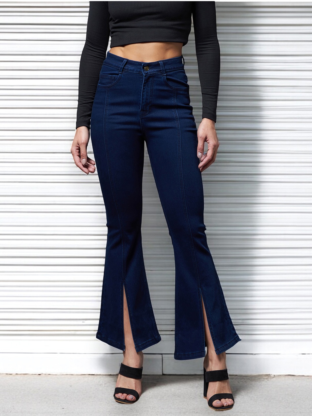

Miss Chase Women Bootcut High-Rise Stretchable Jeans, Blue