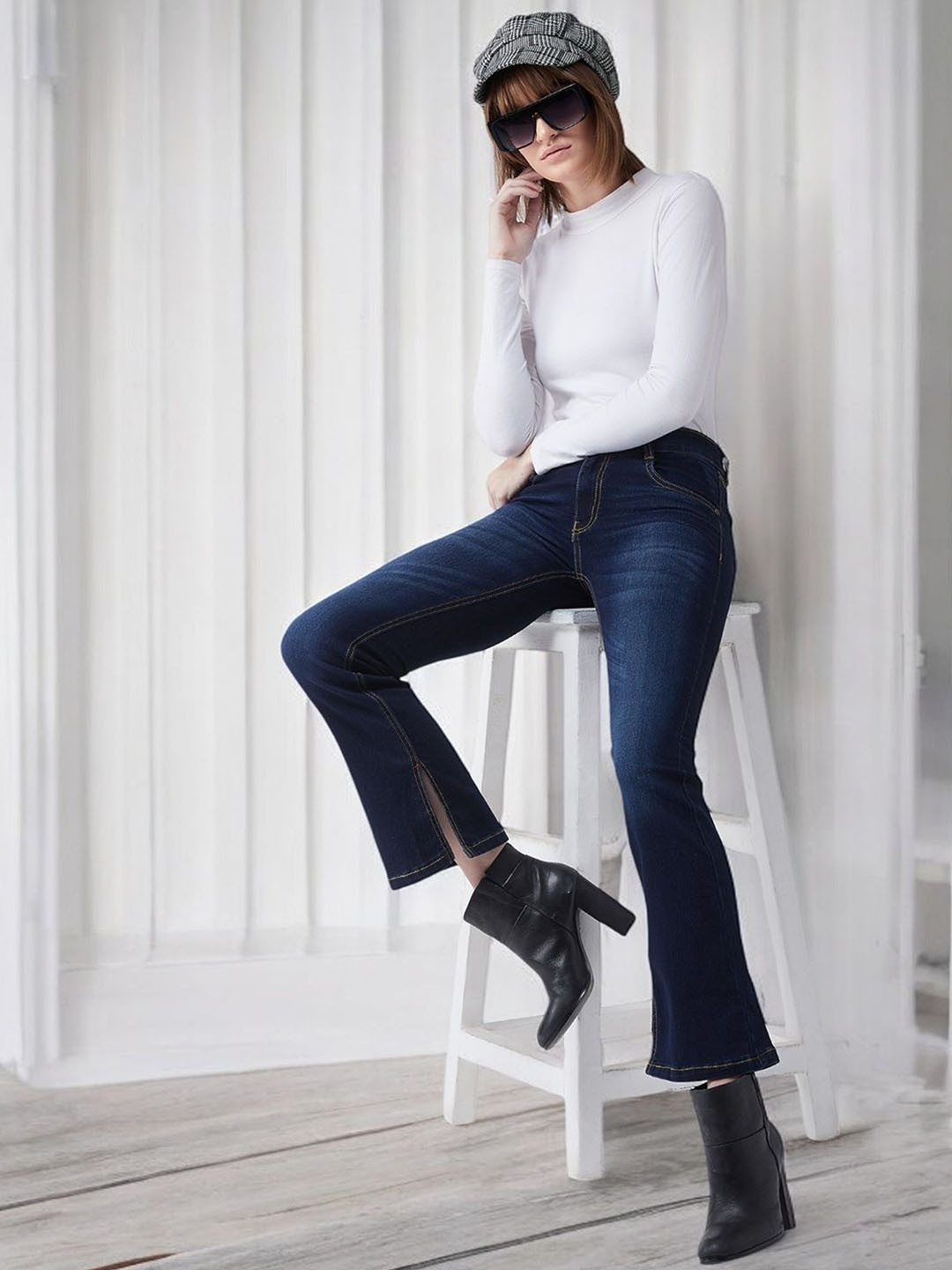 

Miss Chase Women Bootcut Light Fade Stretchable Jeans, Blue