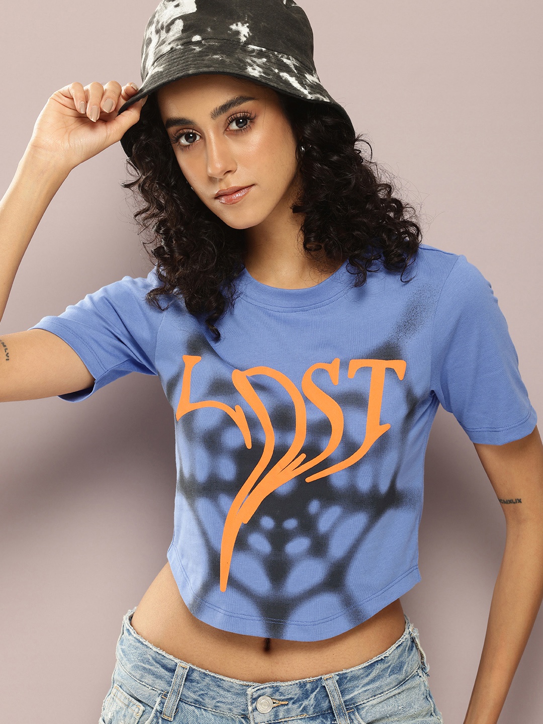

Kook N Keech Printed Crop T-shirt, Blue