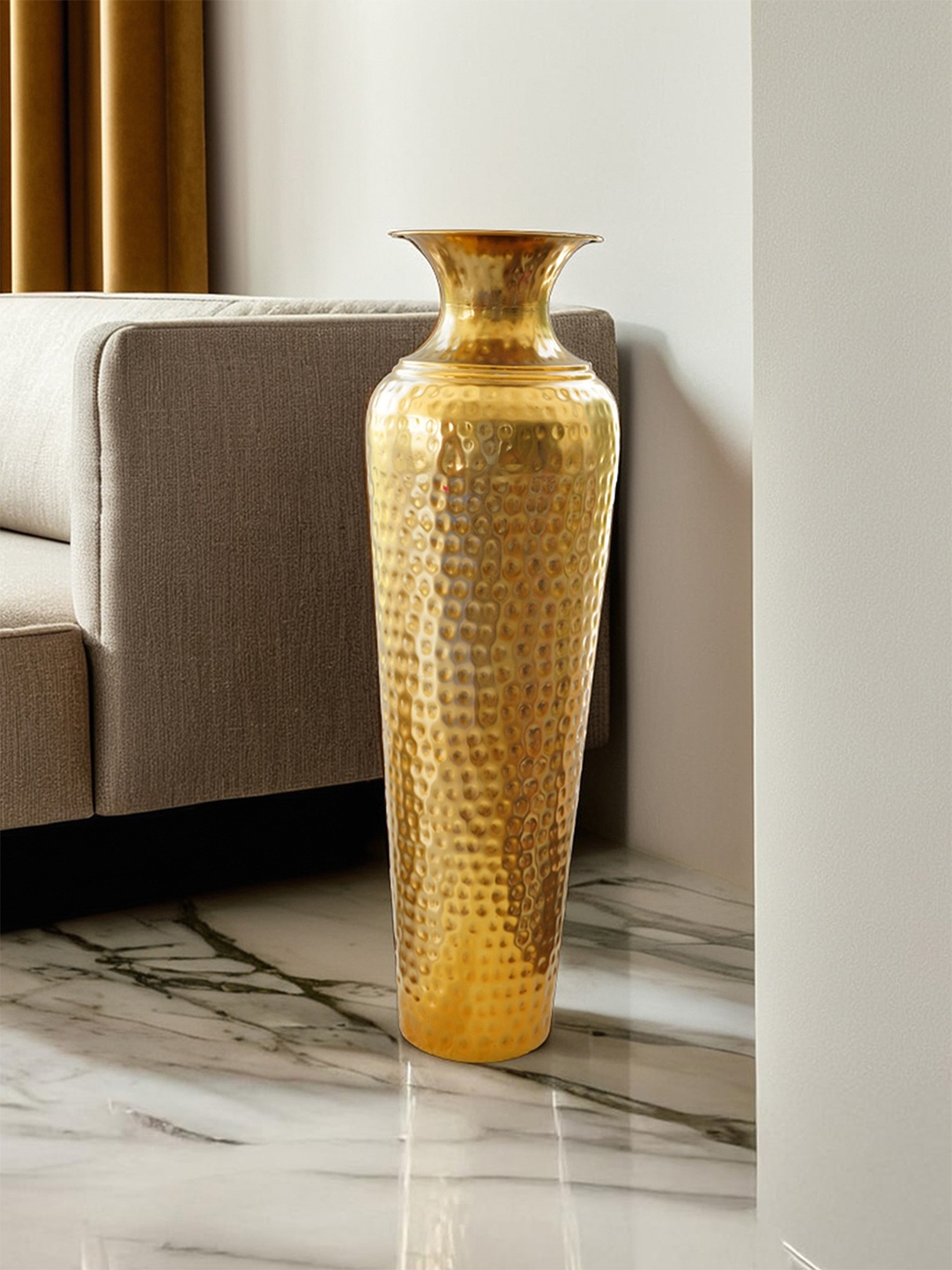 

Ekhasa Gold Toned Hammered Tall Flower Vase