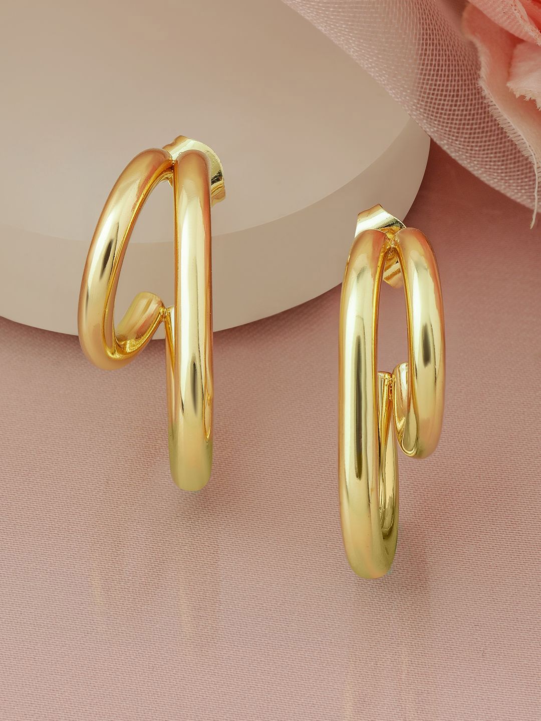 

Rubans 18K Gold-Plated Stainless-Steel Tarnish-Free Demi-Fine Double Hoop Earrings