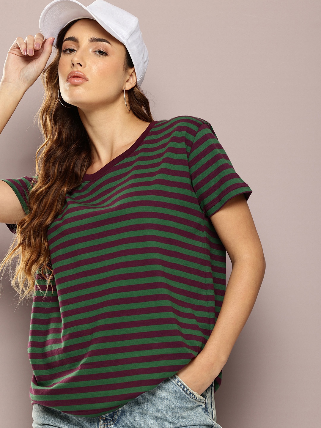 

DILLINGER Striped Boxy T-shirt, Green