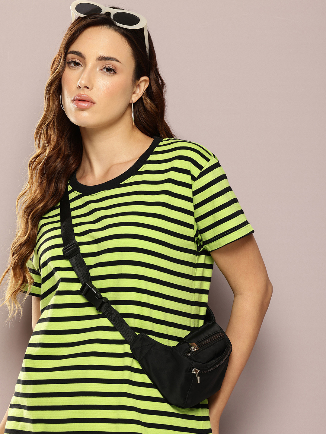 

DILLINGER Striped Boxy T-shirt, Fluorescent green