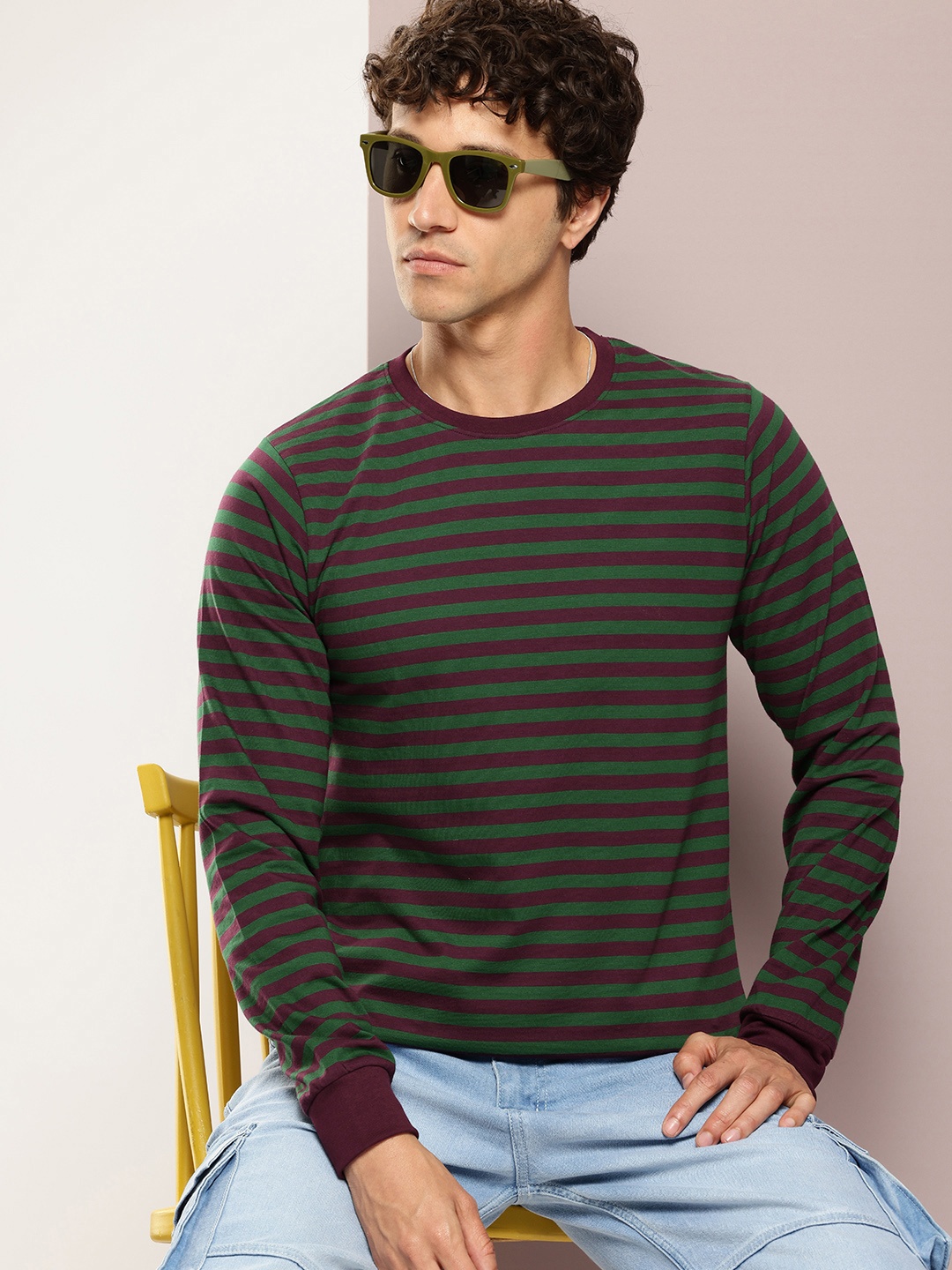 

DILLINGER Men Striped T-shirt, Green