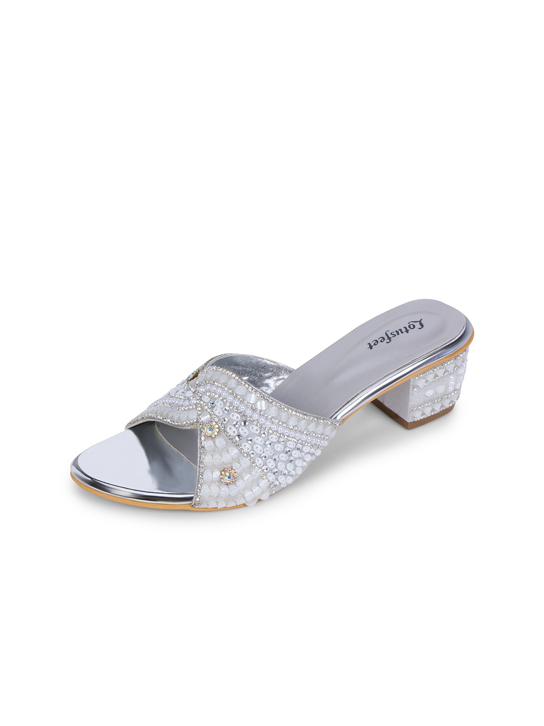 

Lotusfeet Women Ethnic Block Peep Toes, Silver