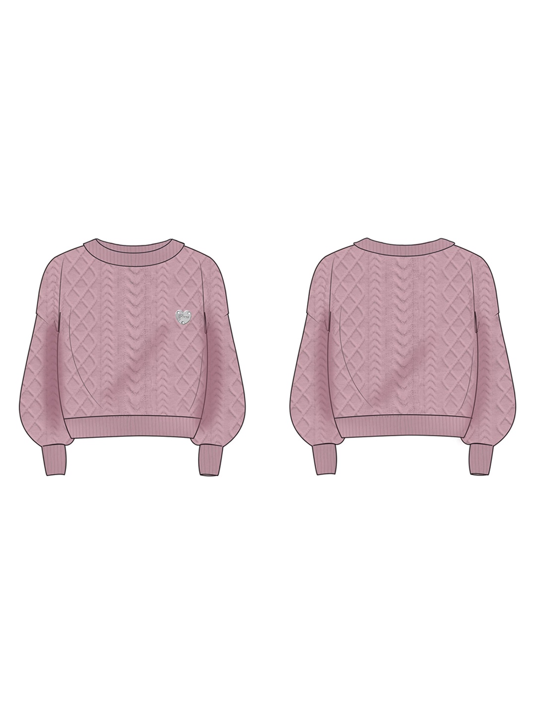 

GUESS kids Girls Cotton Self Design Round Neck Sweater, Purple