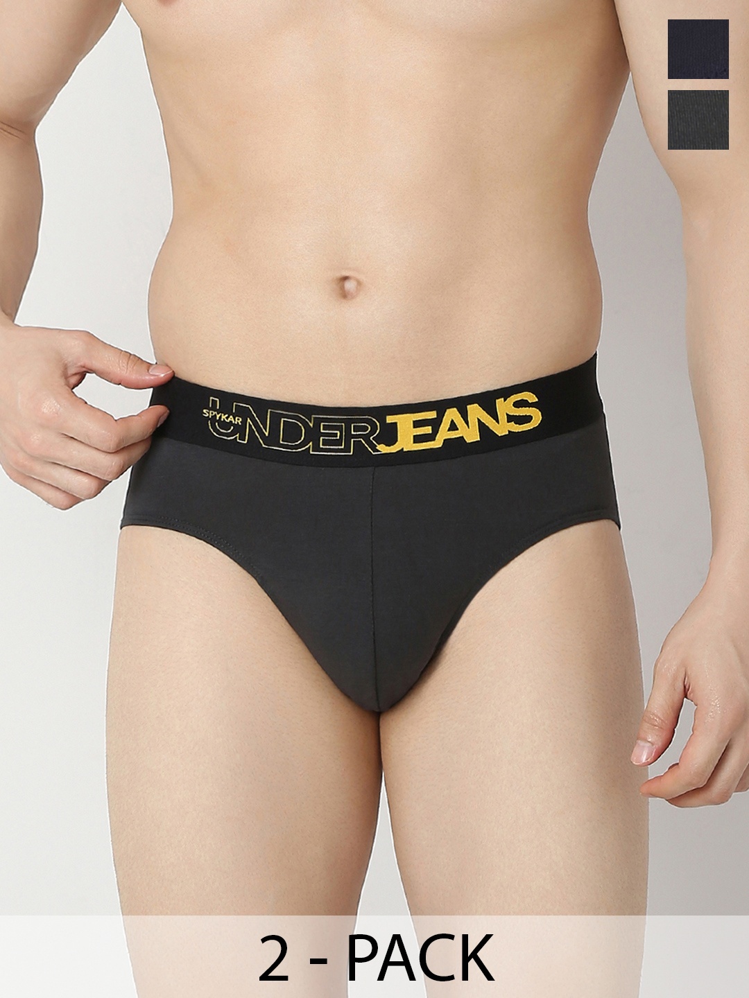 

UnderJeans by Spykar Mid-Rise Basic Briefs UJNRPBC055DKGREYNAVY-DK.GREY_NAVY