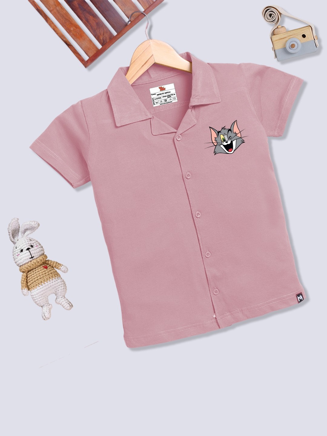 

YK X Minute Mirth Boys Printed Casual Shirt, Pink