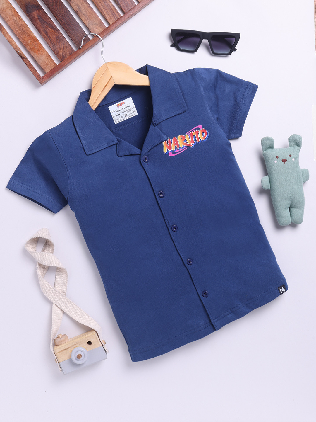 

YK X Minute Mirth Boys Printed Casual Shirt, Blue