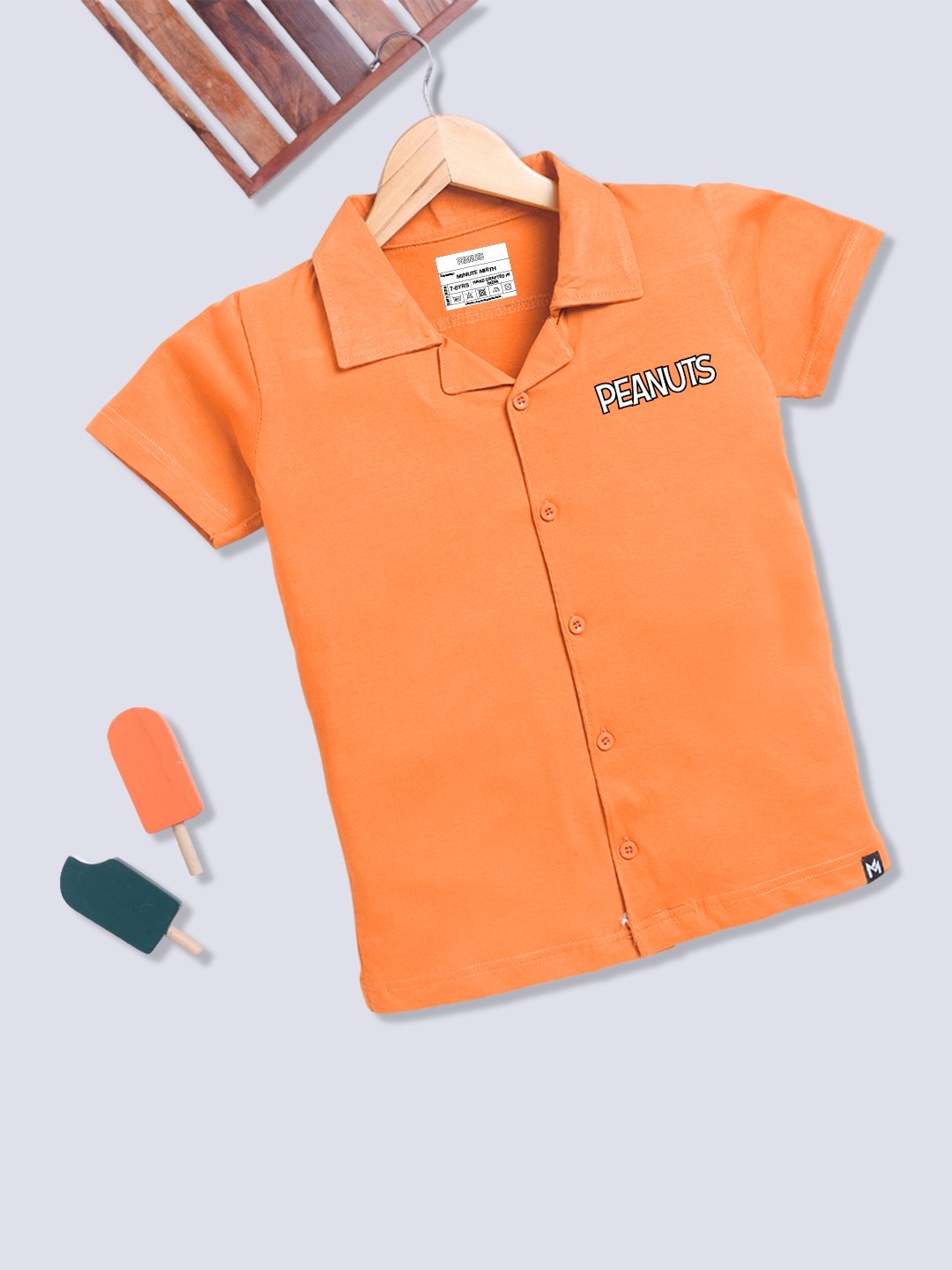 

YK X Minute Mirth Boys Printed Casual Shirt, Orange