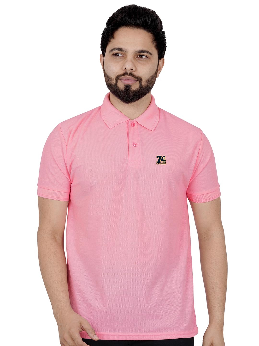 

LA MILANO Men Polo Collar Solid Slim Fit T-shirt, Pink